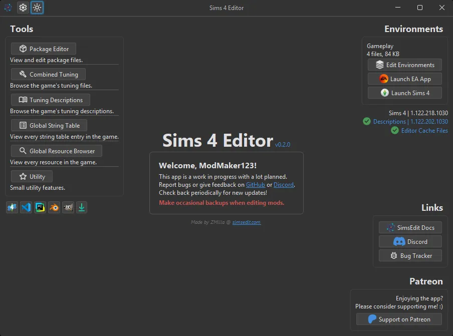 Sims 4 Editor Homepage